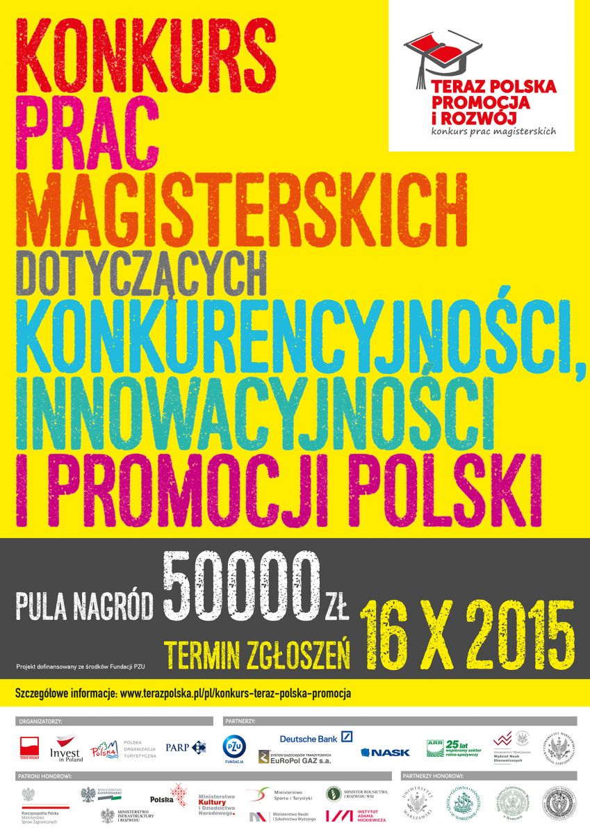 Konkurs na najlepszą pracę magisterską "Teraz Polska - Promocja i Rozwój" 2015